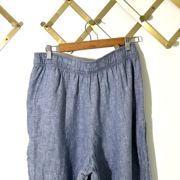 Tahari Linen Wide Leg Pants Size Large Pull On Pockets Coastal Beach Womens - Picture 9 of 9